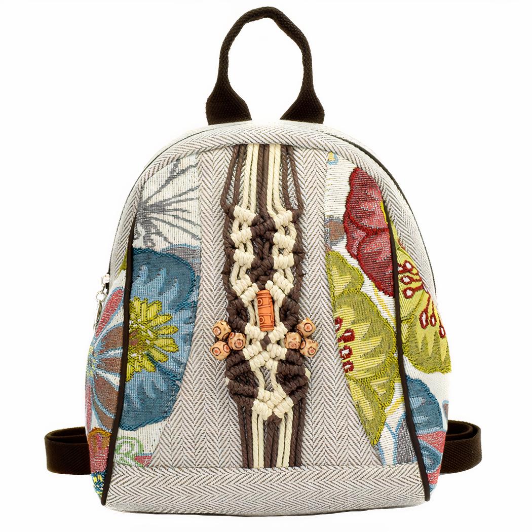 Mochila retro para mujer con motivos étnicos - Imagen 2