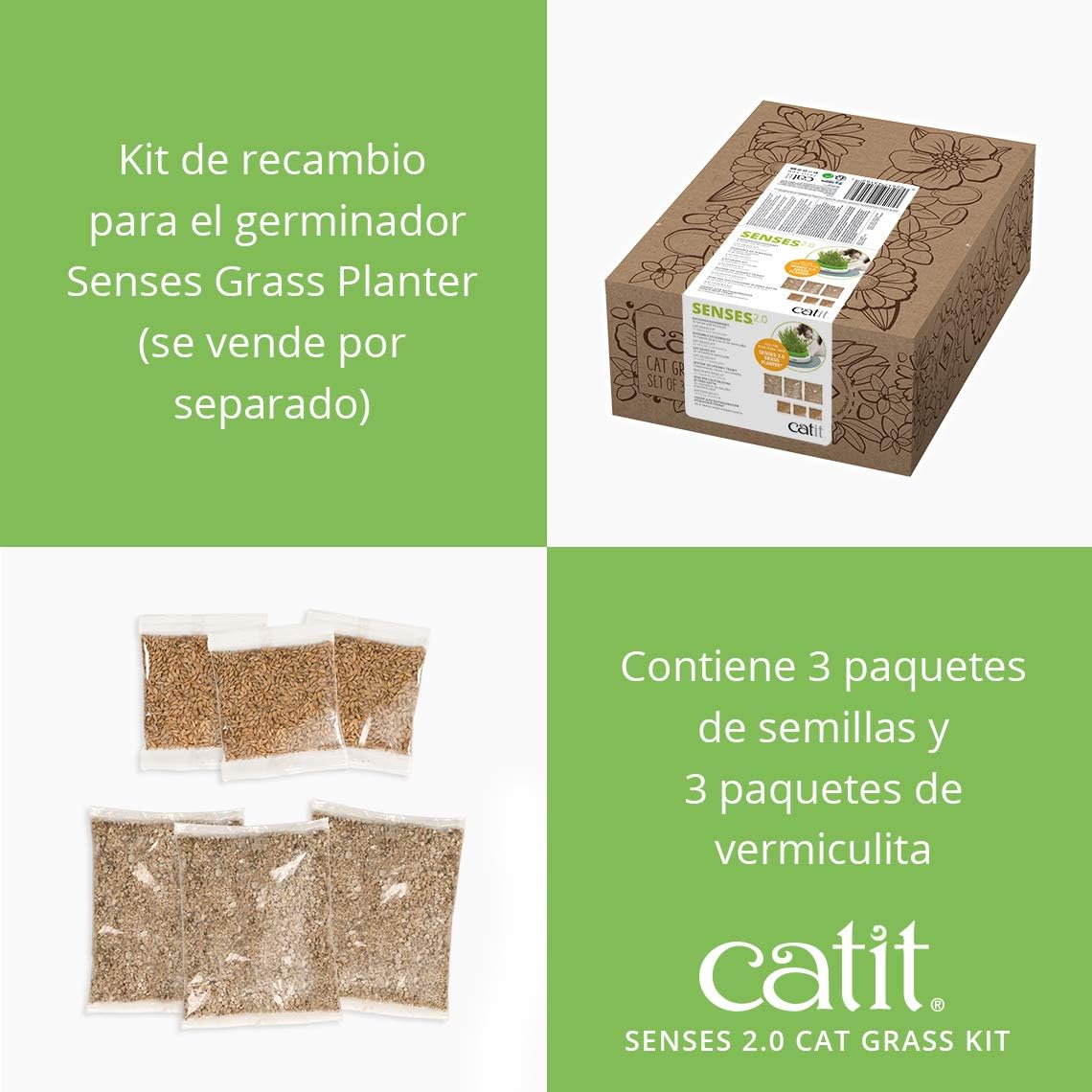 Catit Kit Hierba gatera de Plástico, Marrón, 18 Unidad (Paquete de 1) - Imagen 4