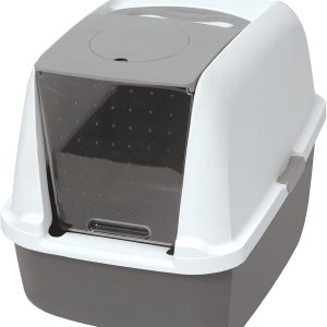 Catit Caja sanitaria 386841/92, con funda, blanca/gris, 54,5 x 41,5 x 46 cm (el producto puede variar)
