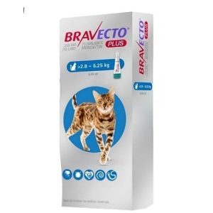 BRAVECTO PLUS 250mg SPOT ON CATS (2.8Kg – 6.25Kg)