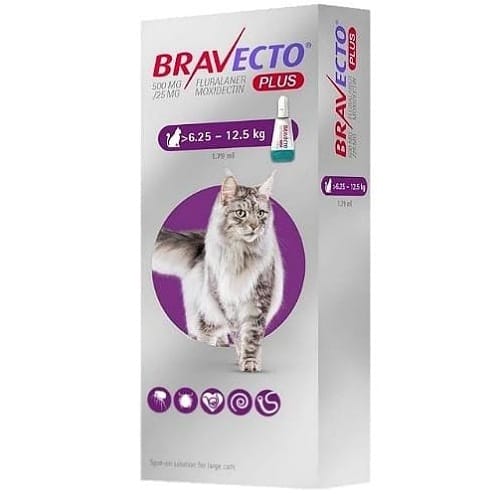 BRAVECTO PLUS 500mg SPOT ON CATS ( 6.25 Kg. – 12 Kg.)