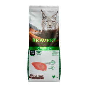 BRAVERY GATO ADULTO ESTERILIZADO SABOR POLLO 7KG