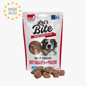 BRIT LETS BITE MEAT SNACKS BEEF SQUARES WITH POULTRY