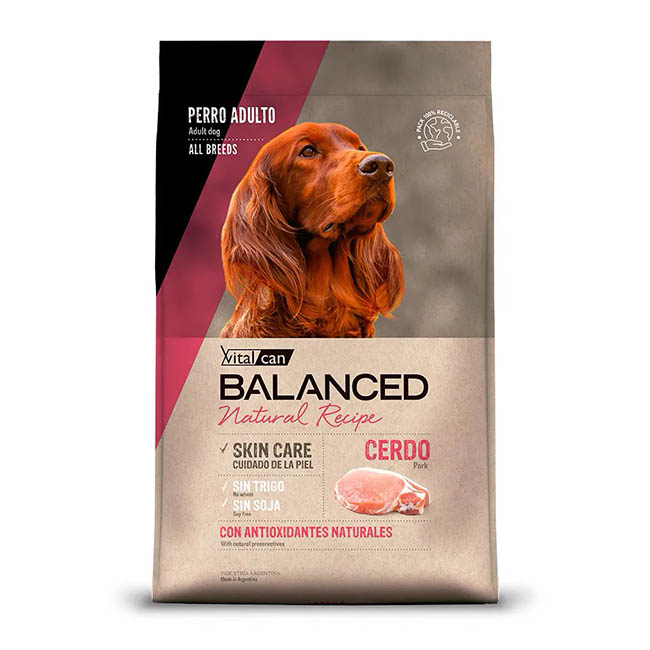Vitalcan Balanced Natural Recipe Cerdo para Perro Adulto Mediano y Grande | 3 | 15 y 18 kg