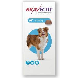 Bravecto 1000mg para Perro 20KG a 40kg – 1 Tab.