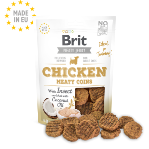 BRIT JERKY CHICKEN MEATY COINS WITH INSECT