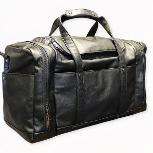 Bolsa de viaje grande multibolsillos en piel vegana negra