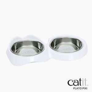 Hagen comedero / bebedero catit pixi doble bowl gato blanco
