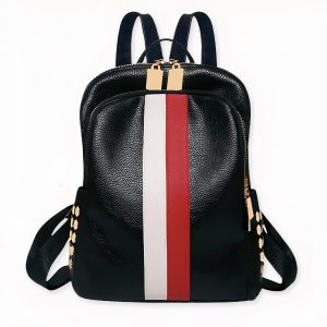 Mochila de cuero sintético con dos rayas verticales