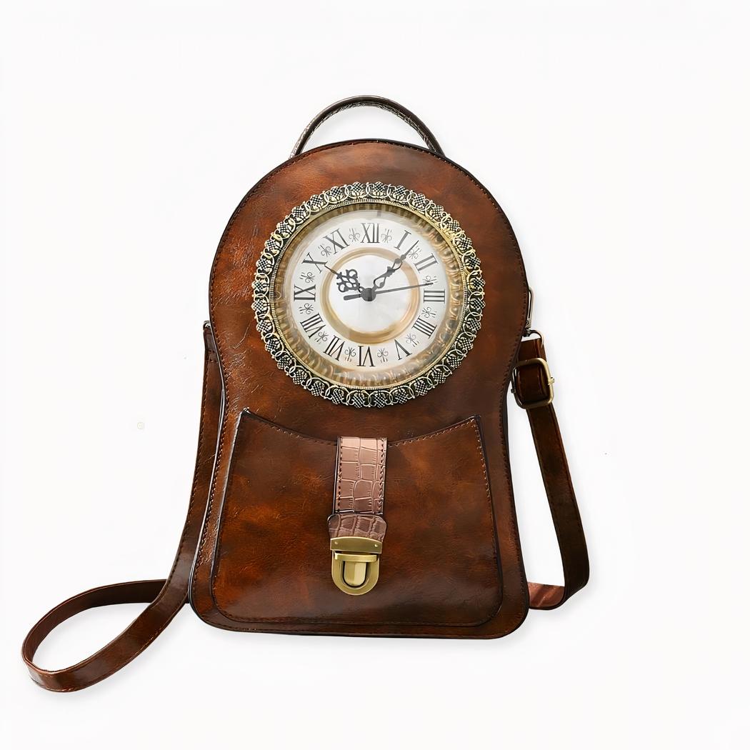 Mochila reloj vintage de cuero