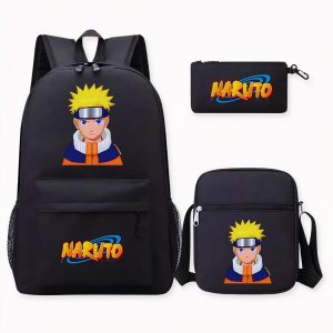 Mochila negra de tres piezas de Naruto