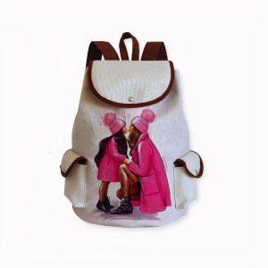 Mochila de lino con motivos de madre e hija
