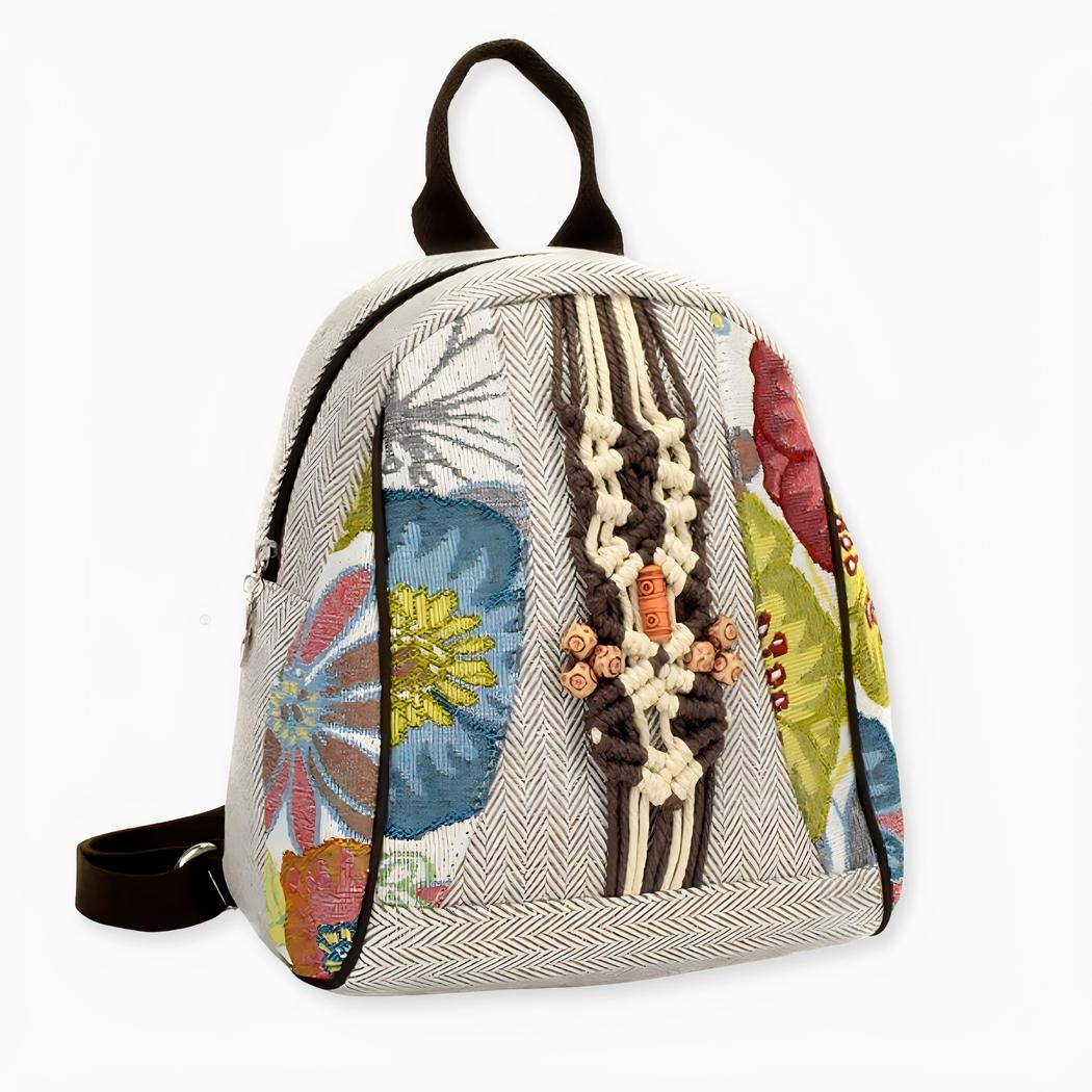 Mochila retro para mujer con motivos étnicos