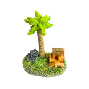 Palmera y casa. Decoración para acuario