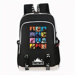 Mochila negra Fortnite con conectividad USB