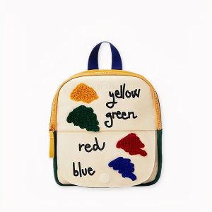 Pequeña mochila de colores con efecto libro