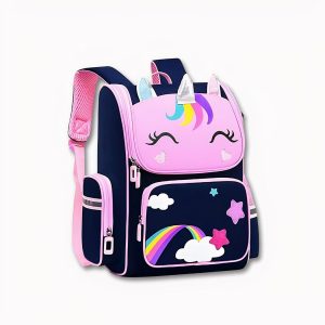 Mochila escolar unicornio y arco iris