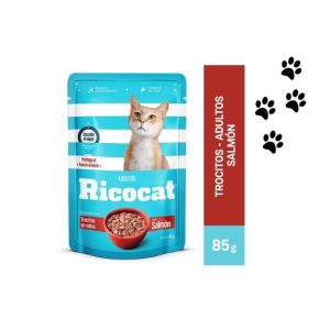 Trocitos en salsa RICOCAT sabor a SALMÓN 85g