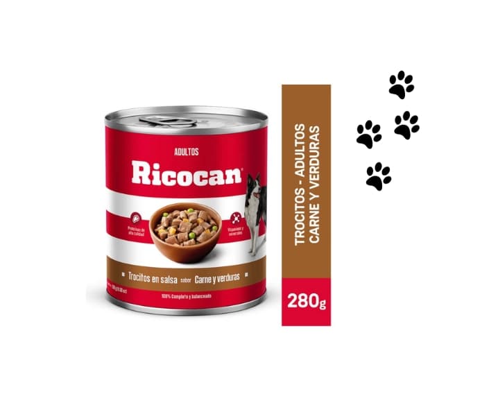 Trocitos en salsa RICOCAN sabor a CARNE Y VERDURAS 280g -LATA-