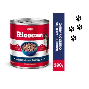 Trocitos en salsa RICOCAN sabor a CORDERO Y ARROZ 280g -LATA-