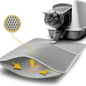 Alfombrilla impermeable para gatos lionto con diseño de panal, gris 61×38 cm