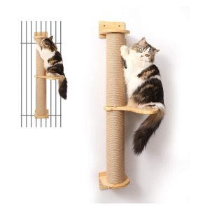 Árbol para gatos FUKUMARU de pared 93 cm con rascador y colchoneta de yute