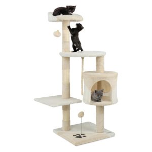 Árbol rascador lionto 112 cm para gatos, beige y blanco