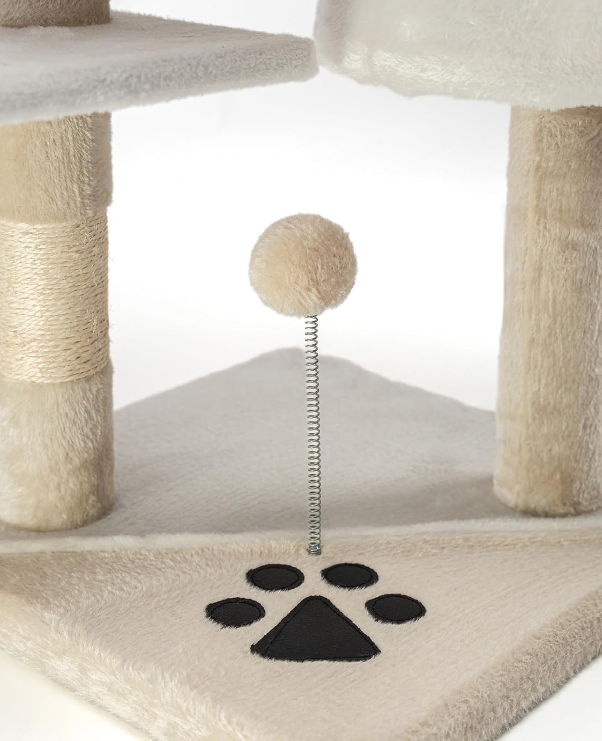 Árbol rascador lionto 112 cm para gatos, beige y blanco - Imagen 3