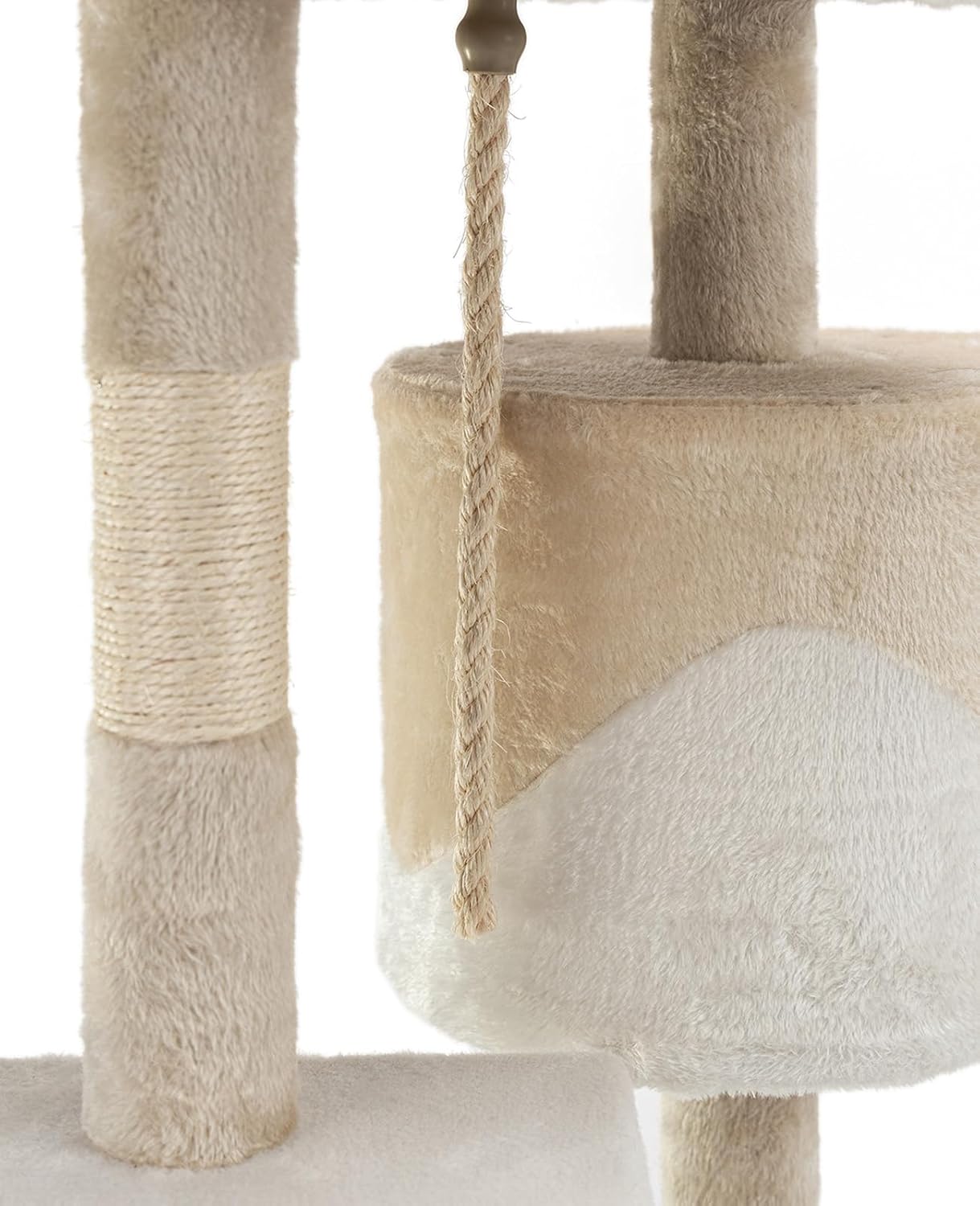 Árbol rascador lionto 112 cm para gatos, beige y blanco - Imagen 4