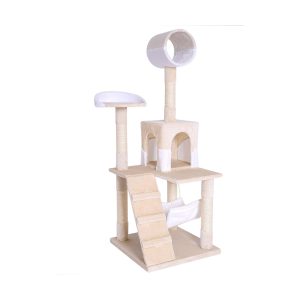 Árbol rascador lionto 133 cm para gatos, beige y blanco