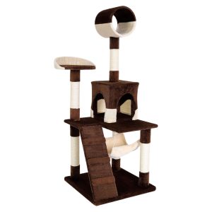 Árbol rascador lionto 133 cm para gatos, beige y marrón