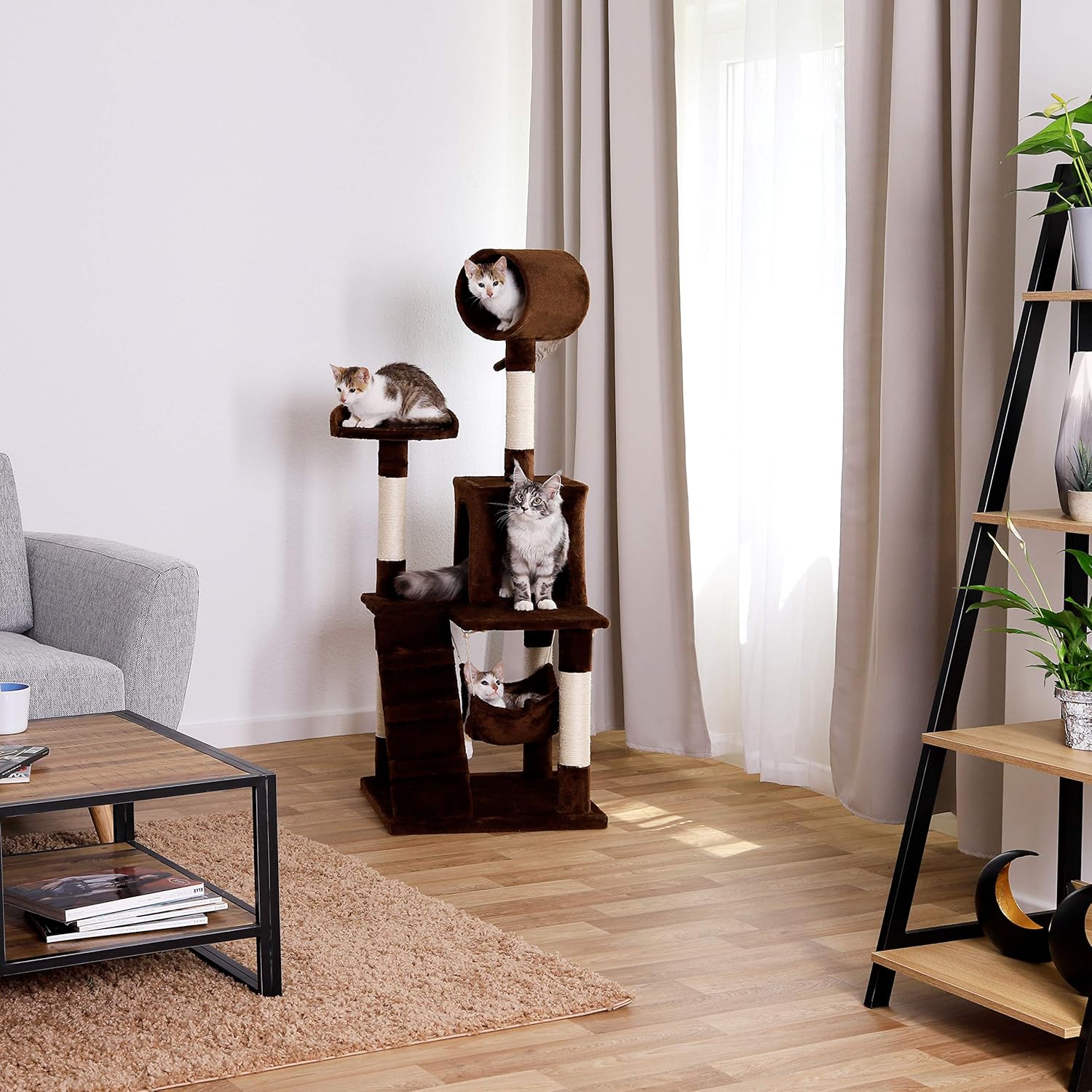 Árbol rascador lionto para gatos 133 cm color marrón - Imagen 2