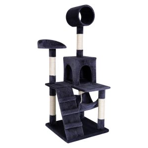 Árbol rascador lionto para gatos, 133 cm de altura, color gris