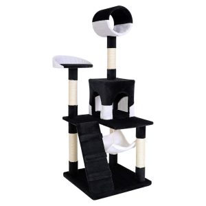 Árbol rascador lionto para gatos 133 cm, negro y blanco