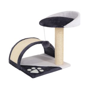 Árbol rascador lionto para gatos, 43 cm de altura, gris y blanco