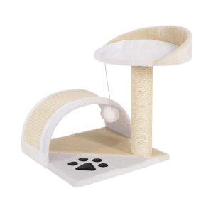 Árbol rascador lionto para gatos, altura 43 cm, beige y blanco