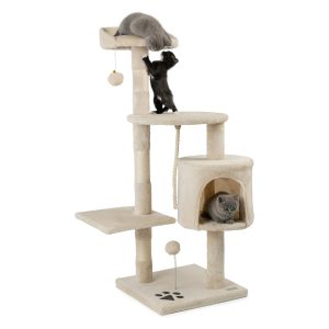 Árbol rascador lionto para gatos beige, altura 112 cm