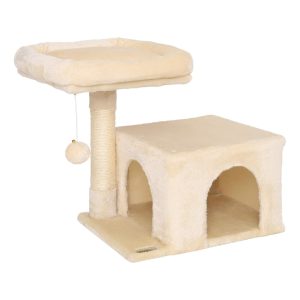 Árbol rascador lionto para gatos beige de 50 cm de altura