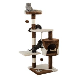Árbol rascador lionto para gatos de 112 cm en marrón y beige