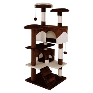 Árbol rascador lionto para gatos de 130 cm en marrón y beige