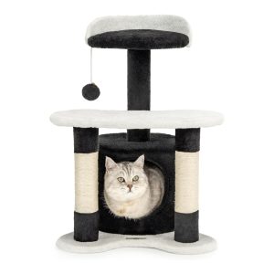 Árbol rascador lionto para gatos de 65 cm en negro y blanco