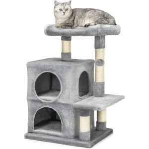 Árbol rascador lionto para gatos de 80 cm en gris claro