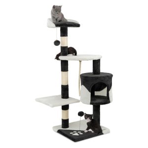 Árbol rascador para gatos durable lionto 112 cm en negro y blanco