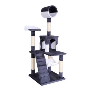 Árbol rascador para gatos durable lionto, altura 133 cm, gris y blanco