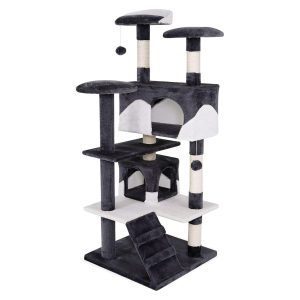 Árbol rascador para gatos lionto 130 cm gris y blanco