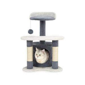 Árbol rascador para gatos lionto 65 cm en gris y blanco