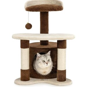 Árbol rascador para gatos lionto 65 cm en marrón y beige