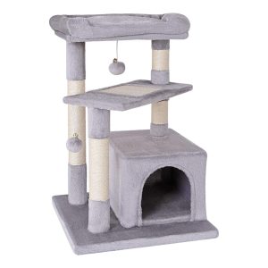 Árbol rascador para gatos lionto, 75 cm de altura, gris claro