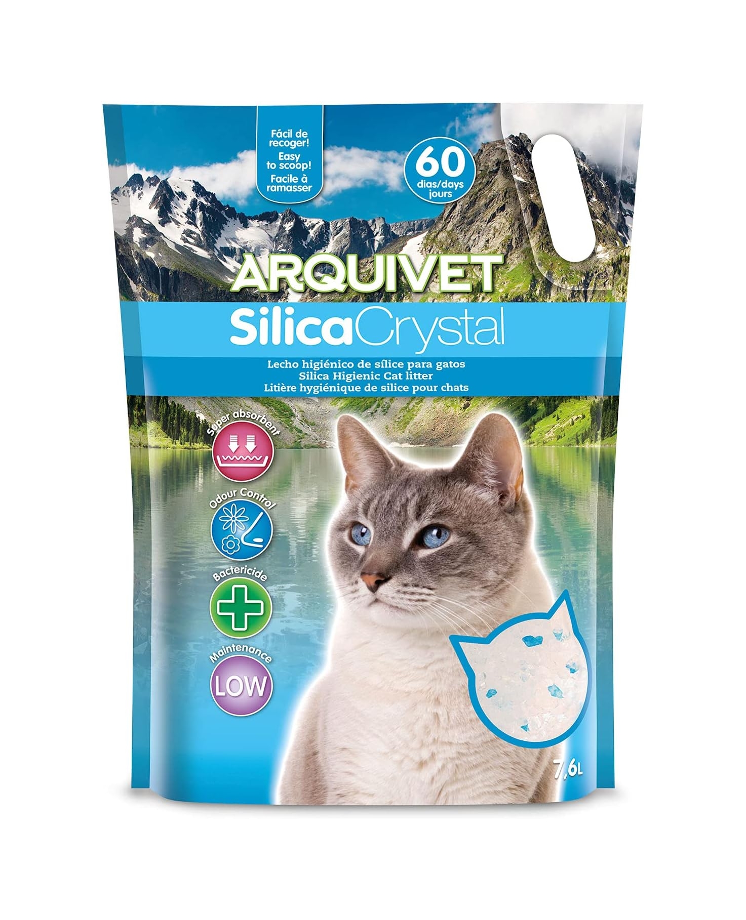 Arena para gato Arquivet silica crystal pack 4 unidades 7,6 l