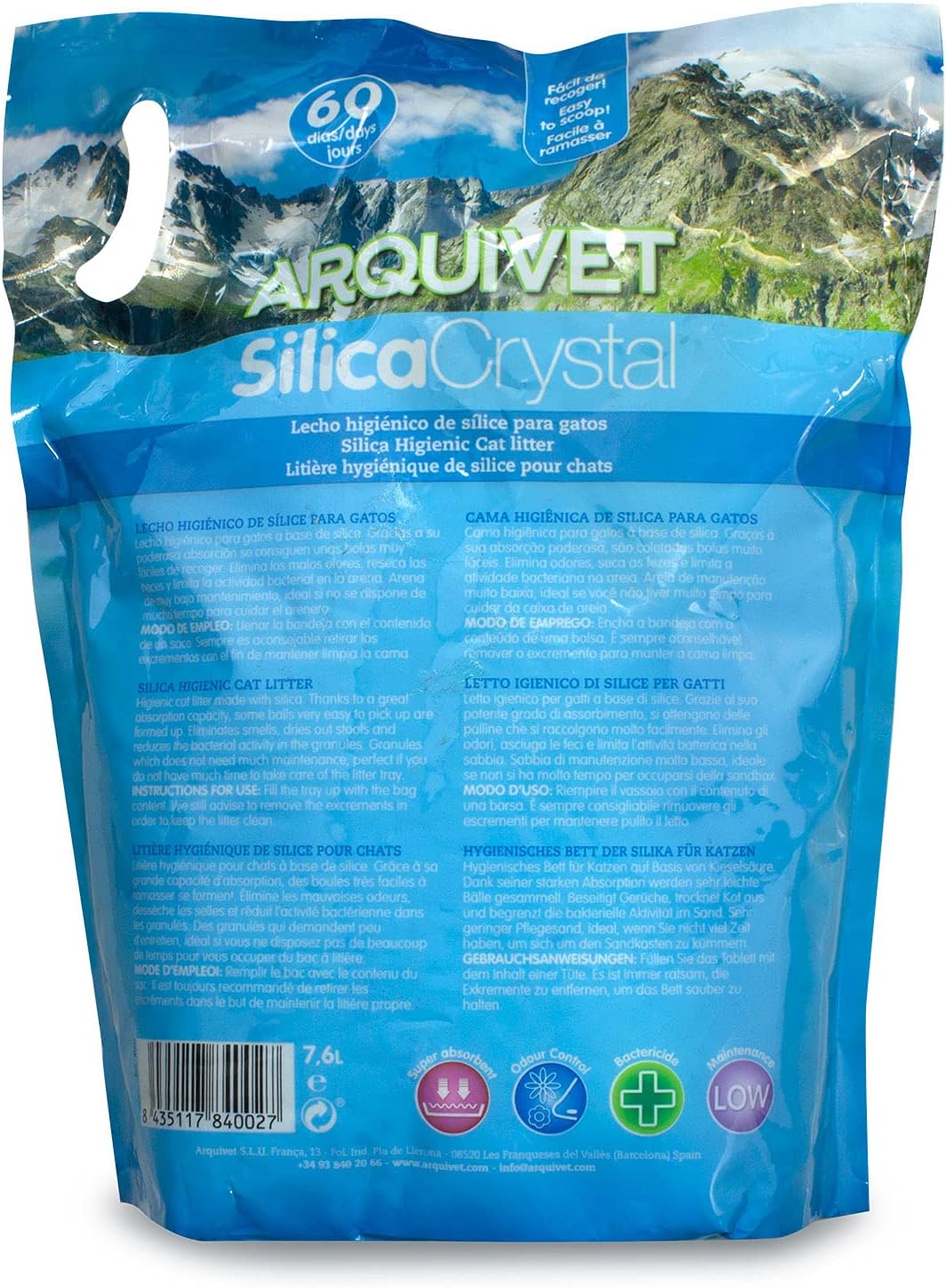 Arena para gato Arquivet silica crystal pack 4 unidades 7,6 l - Imagen 5